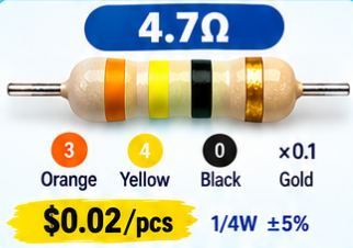 1/4 WATT RESISTOR. 4R7 - 20R